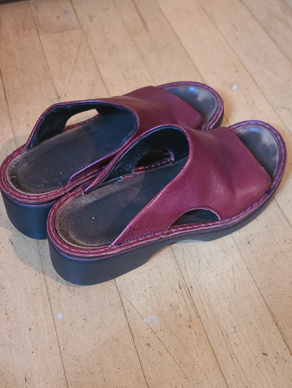 Naot Burgundy Leather Slide Mules